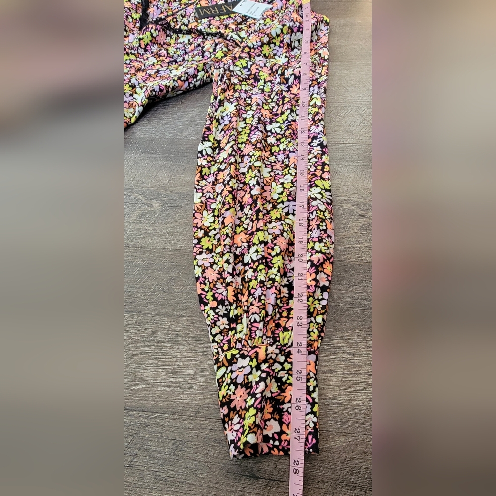 AFRM Modesto Sweetheart Long Sleeve Mini Dress Womens M Black Multi Neon Floral - Picture 14 of 16